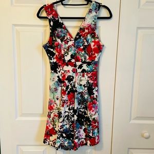 Haute Monde Floral Cocktail Skater Dress Medium